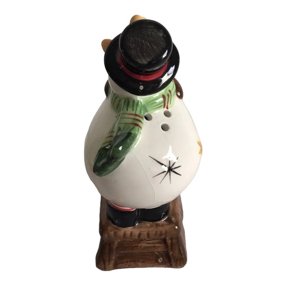 “HOLIDAY HOME” Snowman decorating Xmas Tree Salt & Pepper Set by Fitz & Floyd - Picture 5 of 10